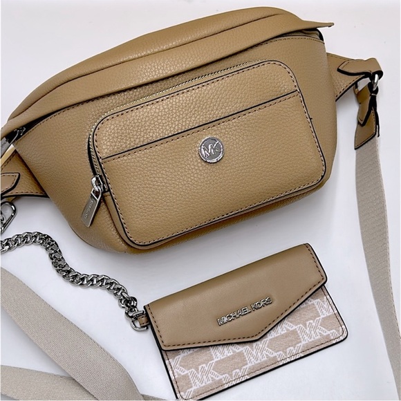 Michael Kors Maisie Lg Pebbled Leather 2-in-1 Sling Pack Fanny Pack Waist Belt - Picture 3 of 16